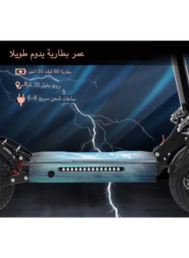 أجوسوس سكوتر كهربائي AJOOSOS X700، بسرعة 75 كم/س ومسافة طويلة تصل إلى 70 كم، بمحرك مزدوج 60 فولت 3200 واط، سكوتر كهربائي قابل للطي للبالغين - Image 5